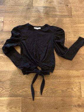 LOLA GRACE Long Sleeve Black Top with Back Tie Size XS